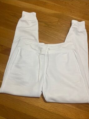 New Balance White Fleece Joggers with Drawstring